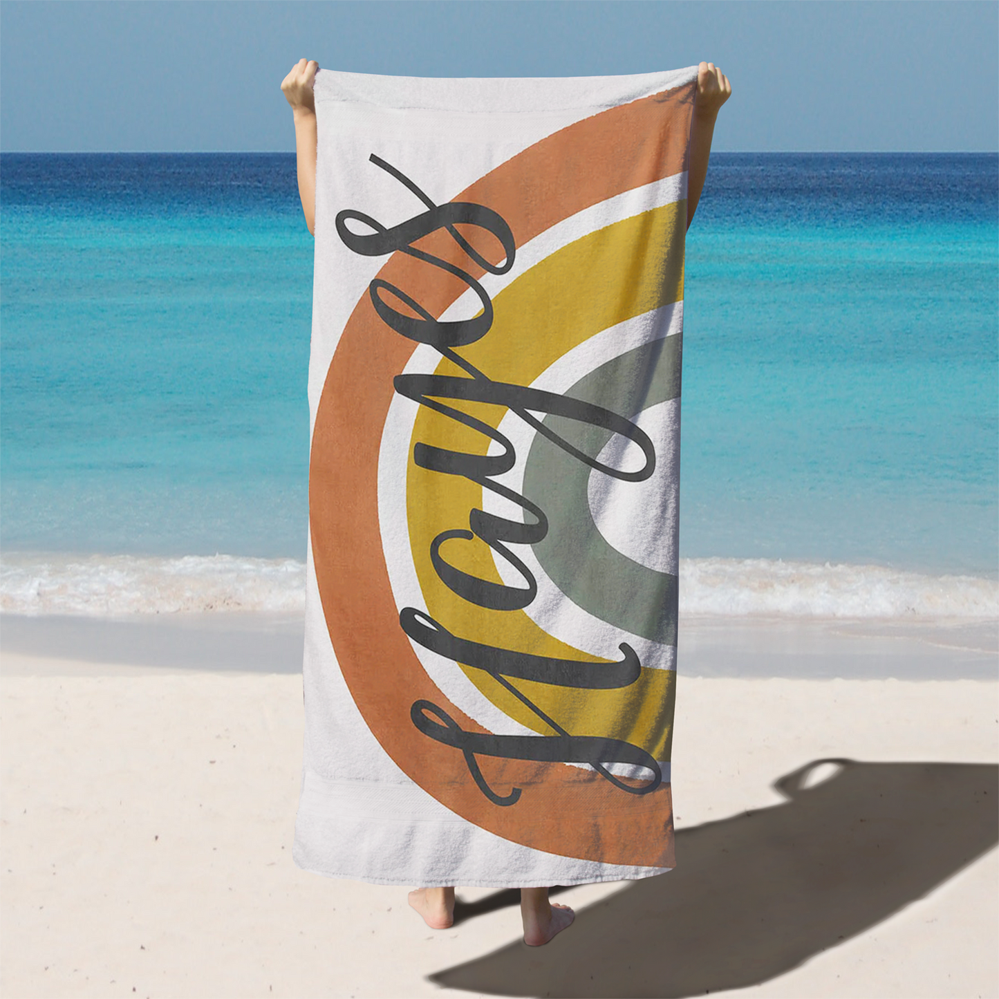 Rainbow Sunset Personalized Kids Beach Towel
