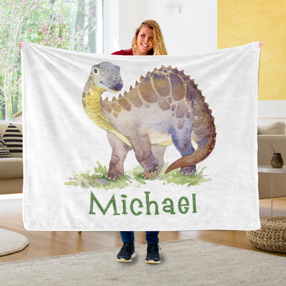 Custom Name Fleece Blanket Dinosaur IV04