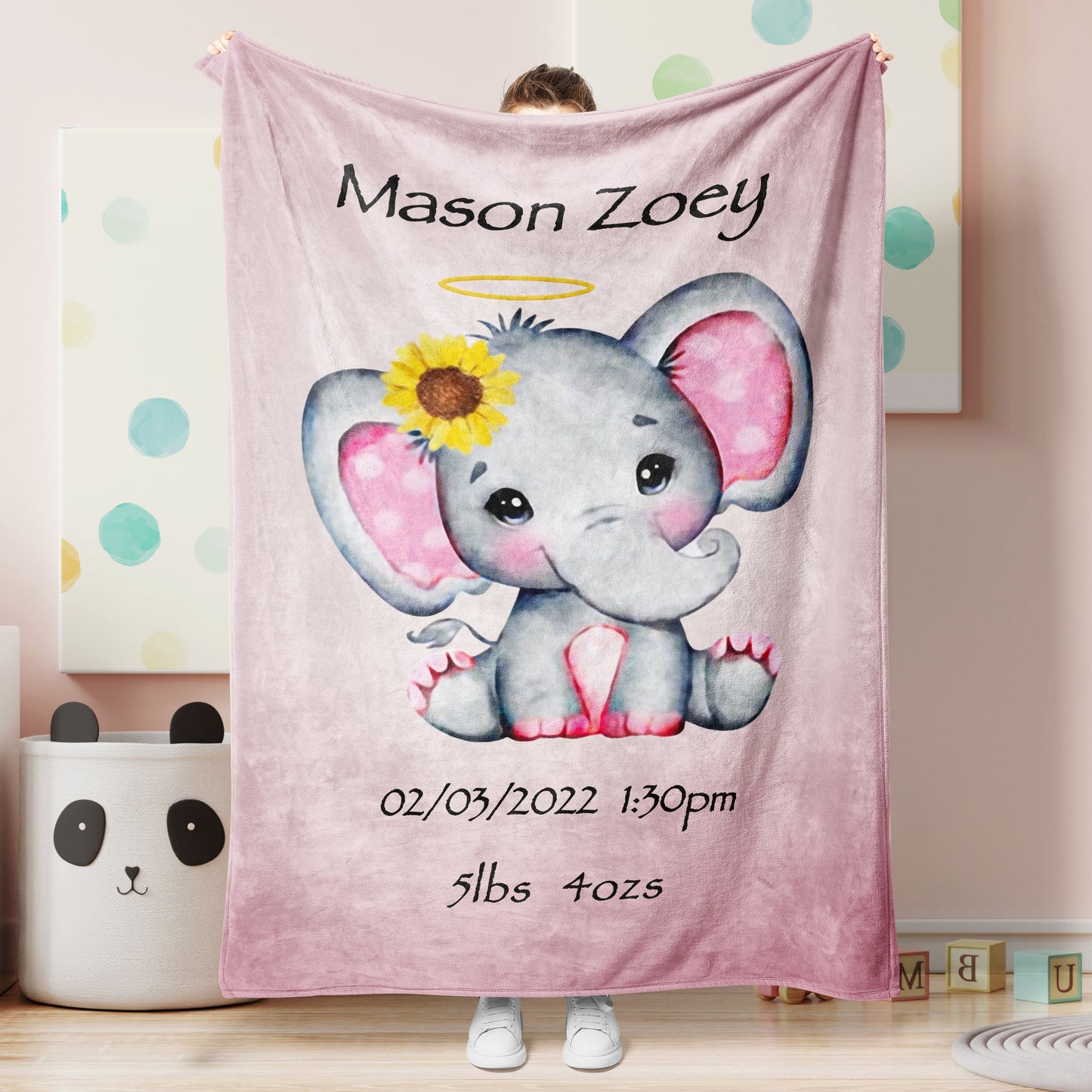 Custom Minky Blankets With Baby's Birth Information