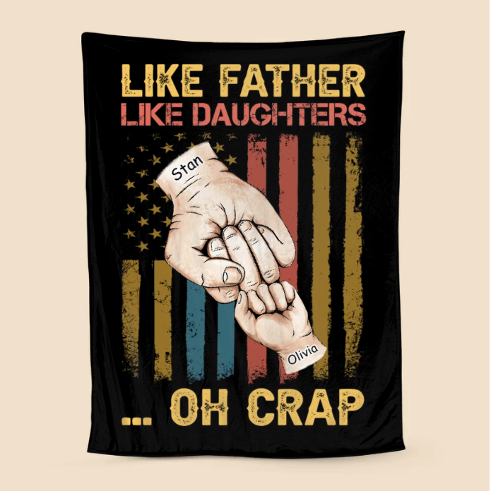 Personalized Fathers Day Blanket Like Father Like Daughter