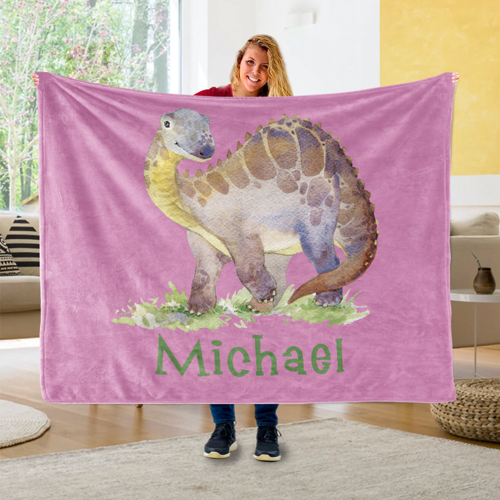 Custom Name Fleece Blanket Dinosaur IV04