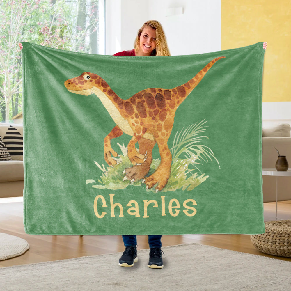 Custom Name Fleece Blanket Dinosaur IV05
