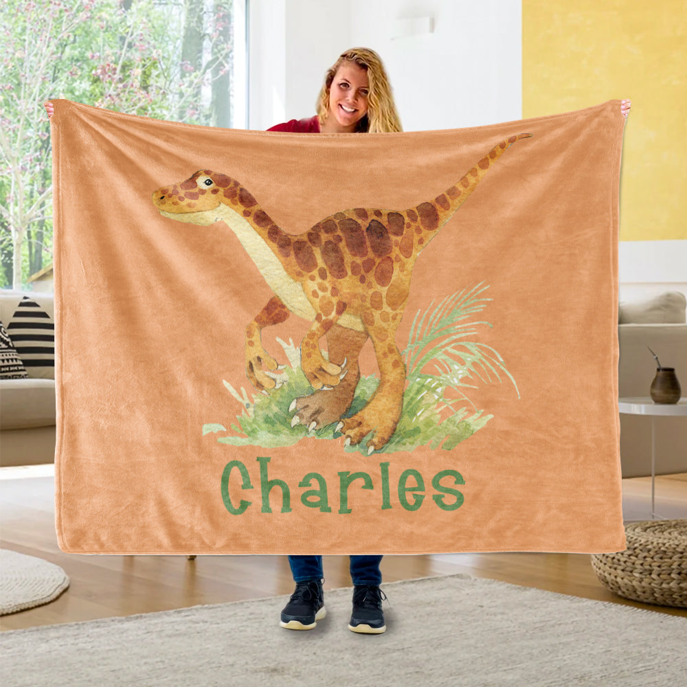 Custom Name Fleece Blanket Dinosaur IV05