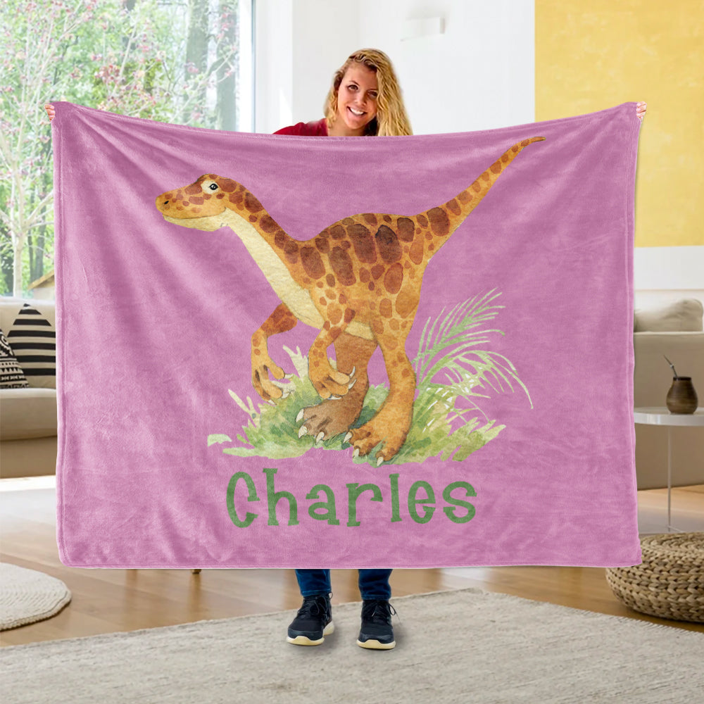 Custom Name Fleece Blanket Dinosaur IV05