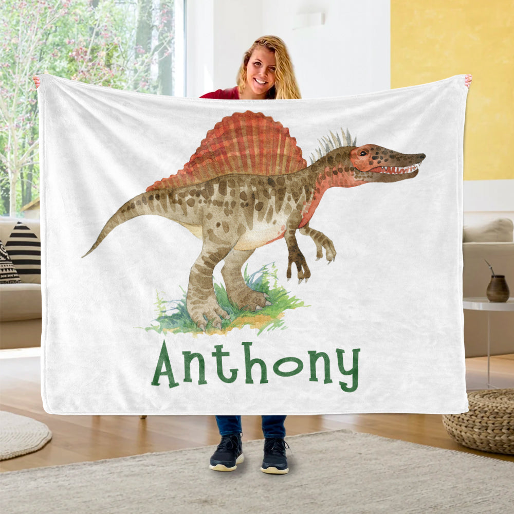 Custom Name Fleece Blanket Dinosaur IV06