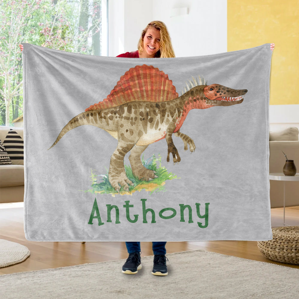 Custom Name Fleece Blanket Dinosaur IV06