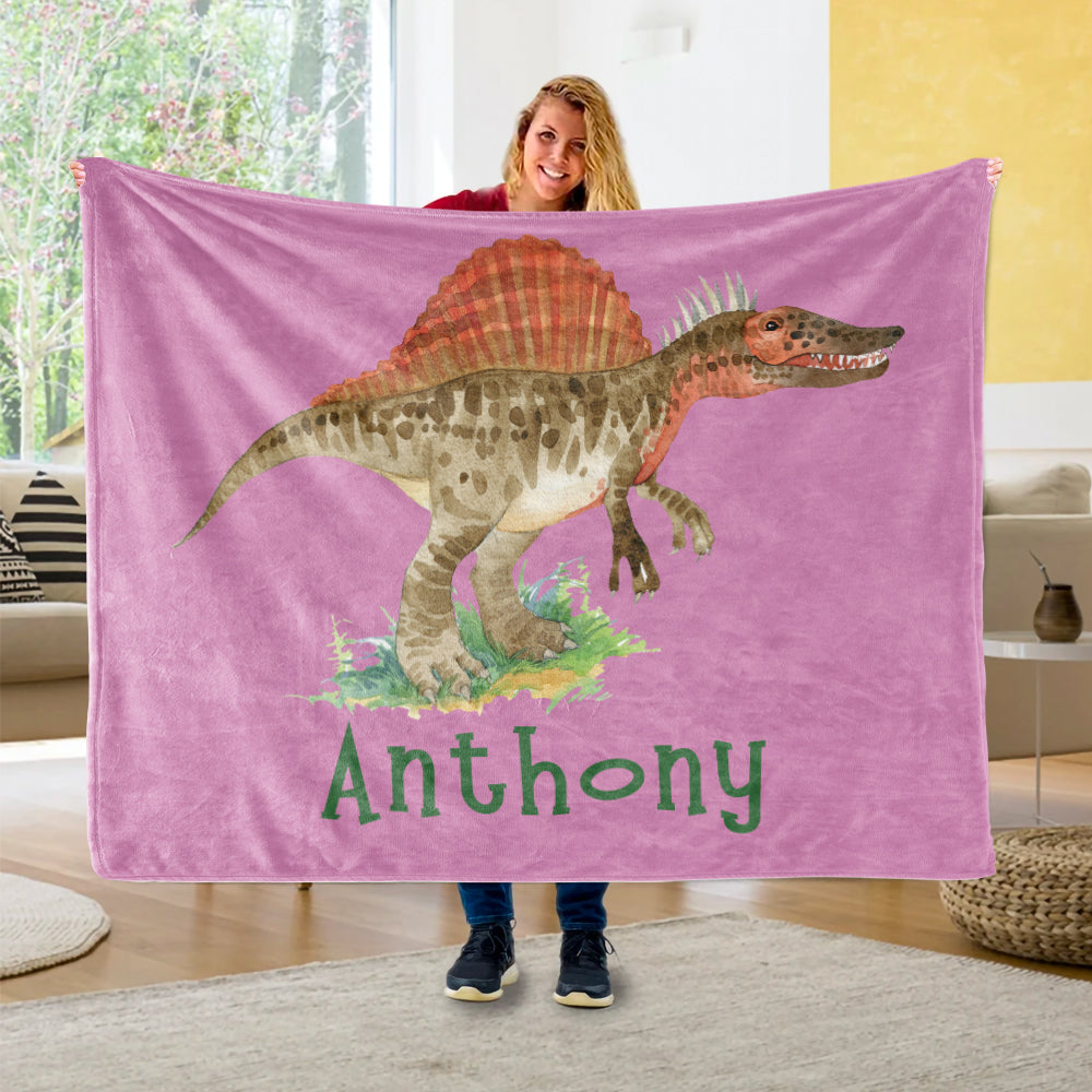 Custom Name Fleece Blanket Dinosaur IV06