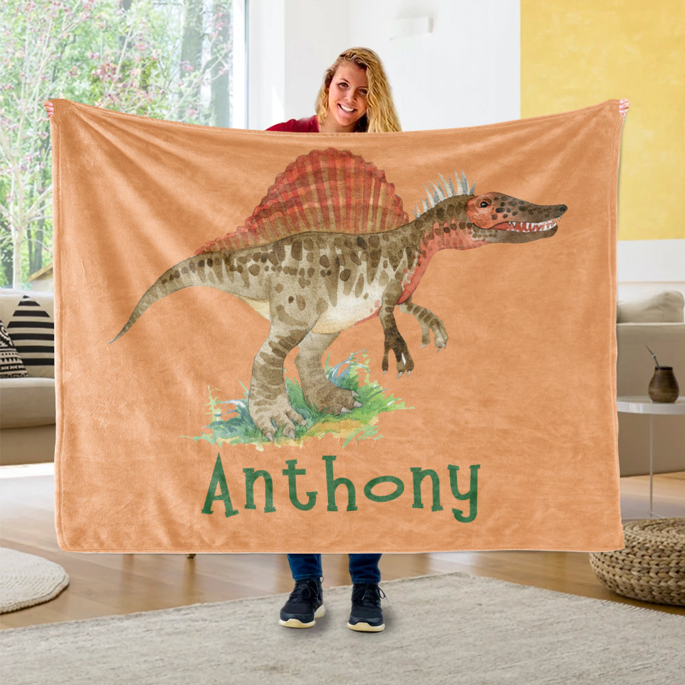 Custom Name Fleece Blanket Dinosaur IV06