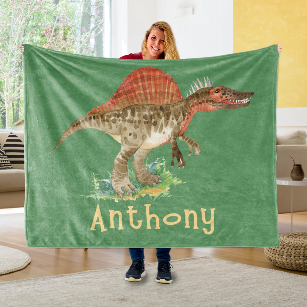 Custom Name Fleece Blanket Dinosaur IV06