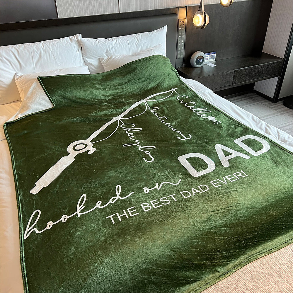 Personalized Fathers Day Blanket Hooked On