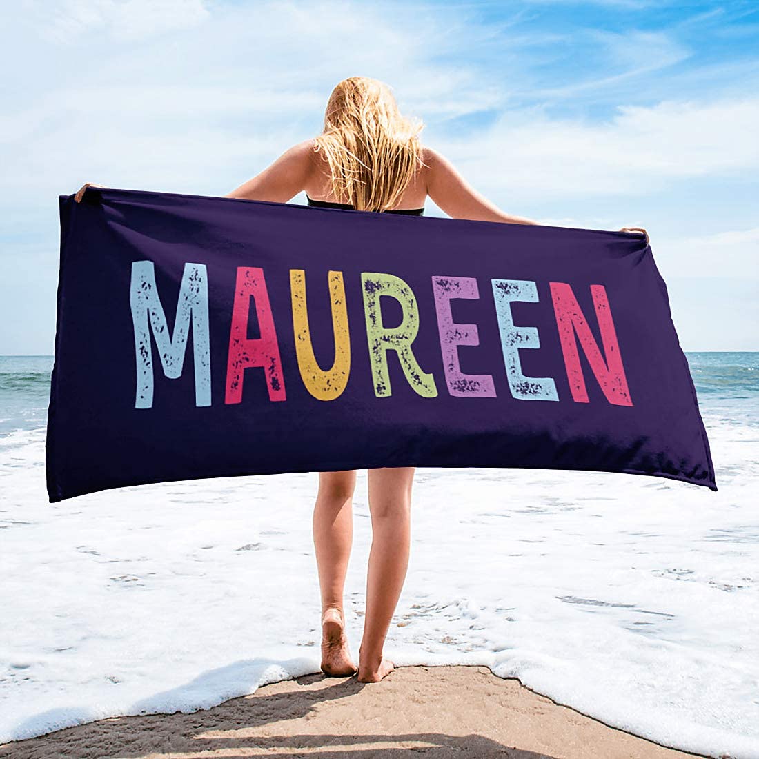 Personalized Beach Towels Rainbow Name