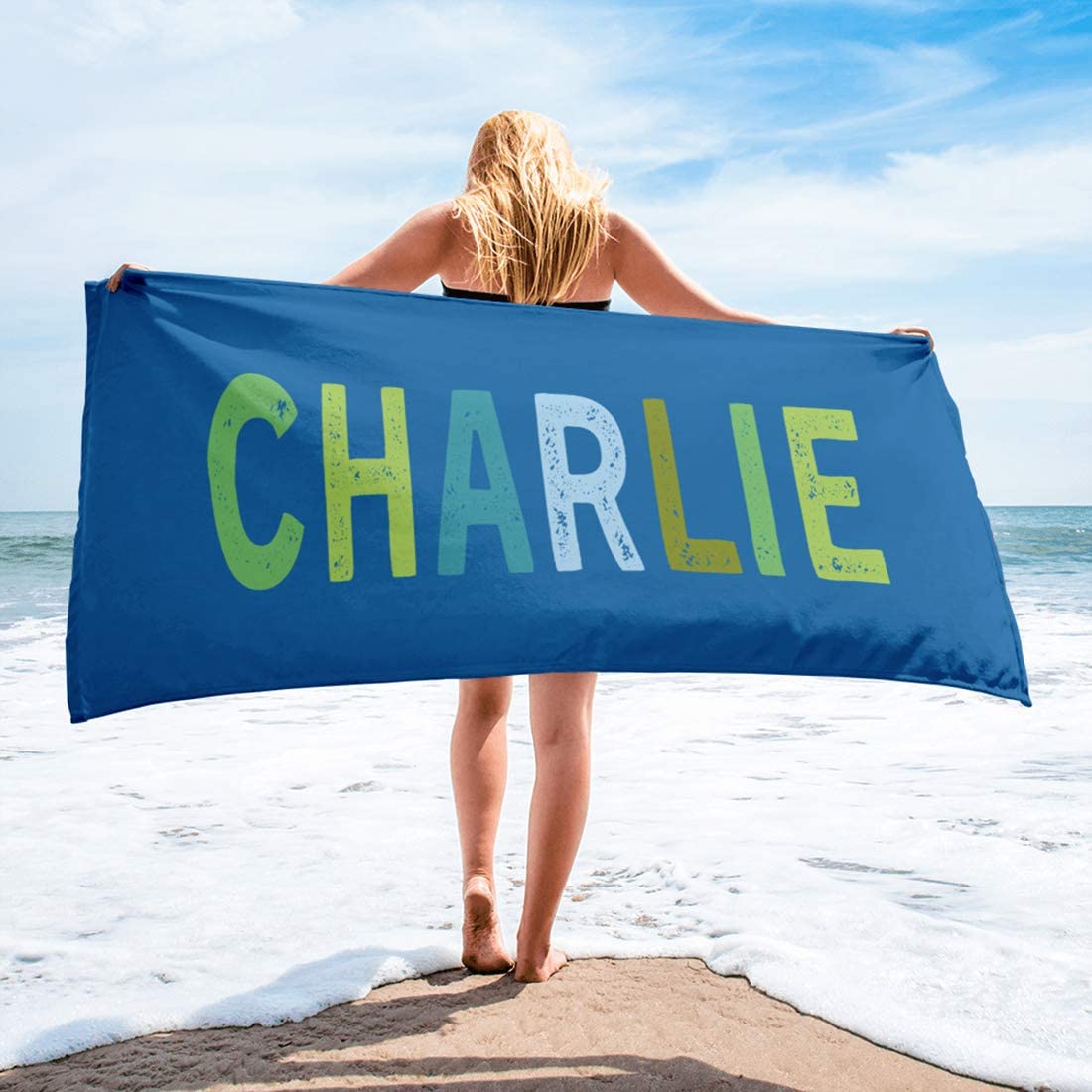 Personalized Beach Towels Rainbow Name