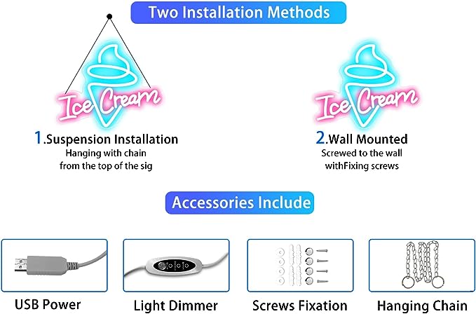 Stylish Ice Cream Neon Sign to Promote Business Store Cafe Drink Shop Office Bedroom Restaurant Door - NeonTitle