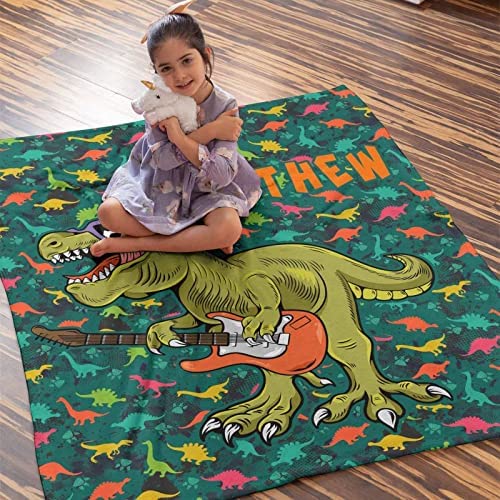 Custom Name Fleece Cartoon Dinosaur Blanket II21
