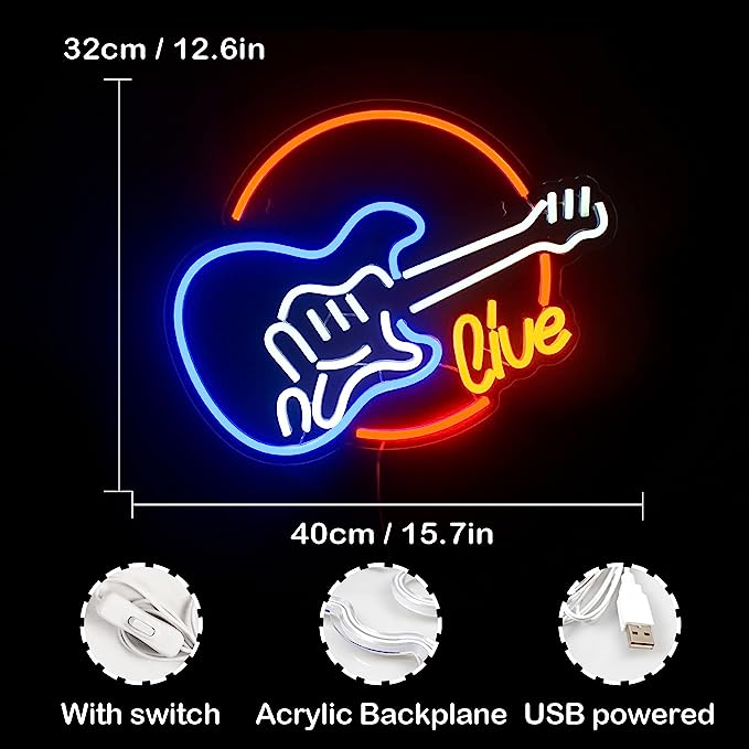 Business-Grade Guitar Neon Sign: Enhance Your Store's Ambiance with a Professional Touch - NeonTitle