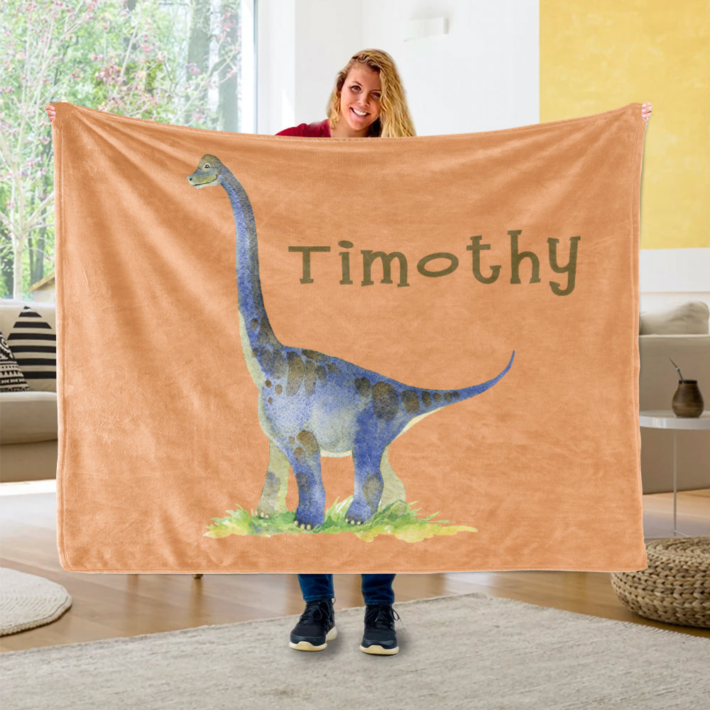 Custom Name Fleece Blanket Dinosaur IV11