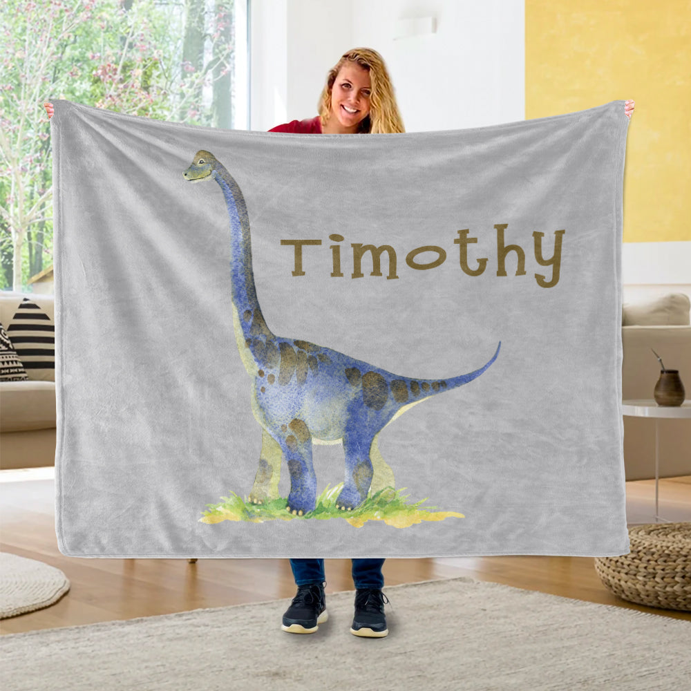 Custom Name Fleece Blanket Dinosaur IV11