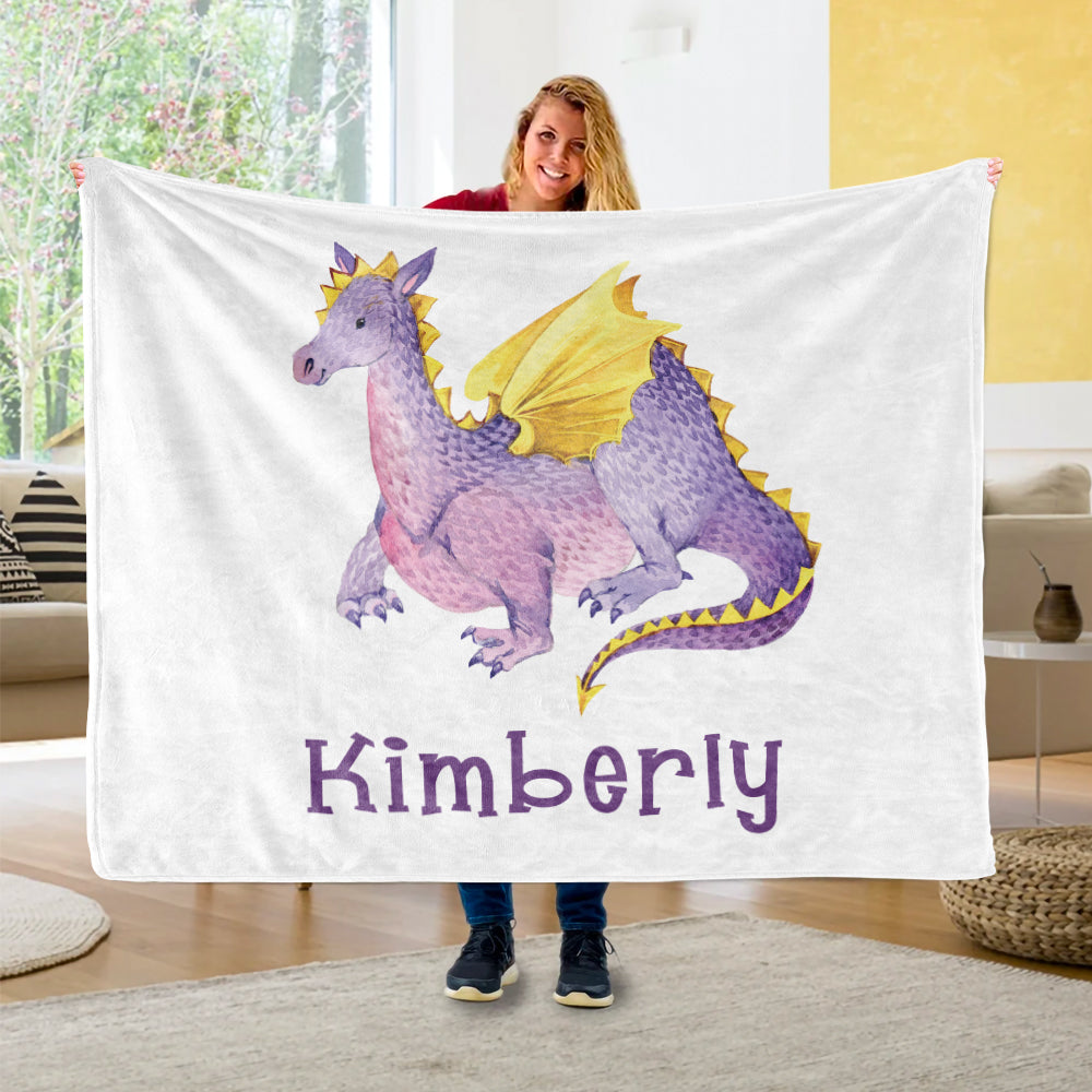 Custom Name Fleece Blanket Dinosaur IV12