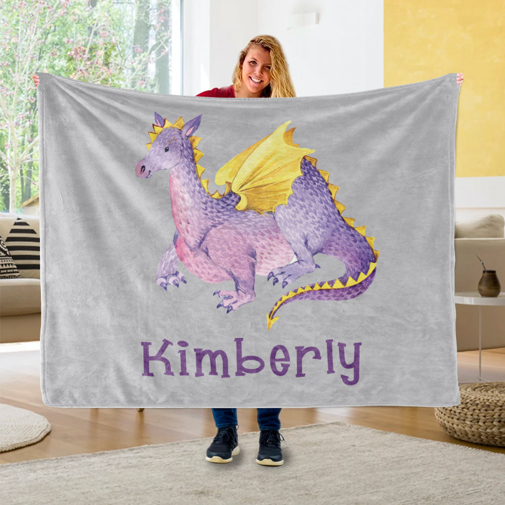 Custom Name Fleece Blanket Dinosaur IV12