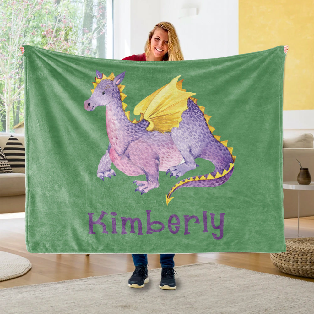 Custom Name Fleece Blanket Dinosaur IV12