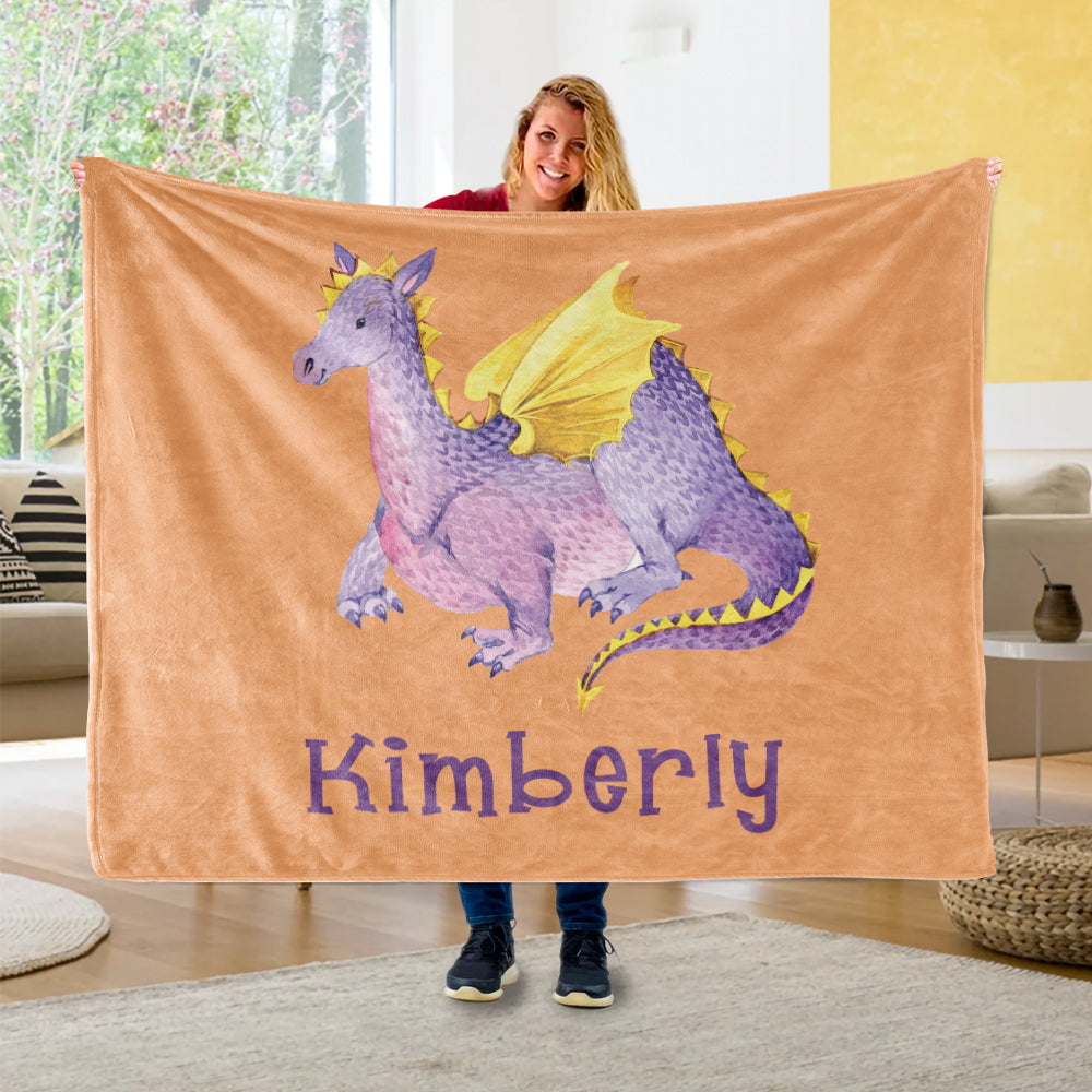 Custom Name Fleece Blanket Dinosaur IV12