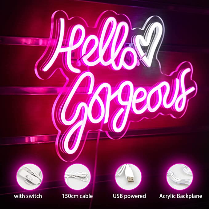 Hello Gorgeous Neon Sign for Business: Elevate Your Workspace with a Striking Statement Piece - NeonTitle