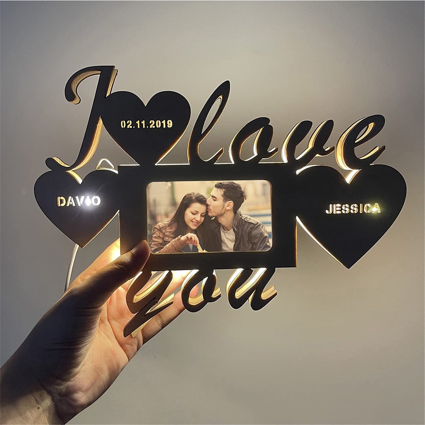 Personalized Photo Wall Wood LED Night