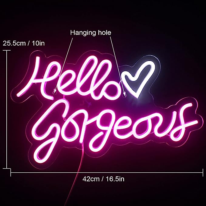 Hello Gorgeous Neon Sign for Business: Elevate Your Workspace with a Striking Statement Piece - NeonTitle