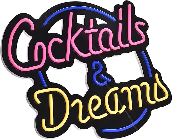 Cocktails and Dreams Sign for Your Bar: A Must-Have Addition to Elevate Your Drink Menu - NeonTitle