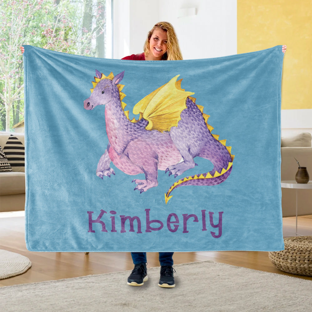 Custom Name Fleece Blanket Dinosaur IV12