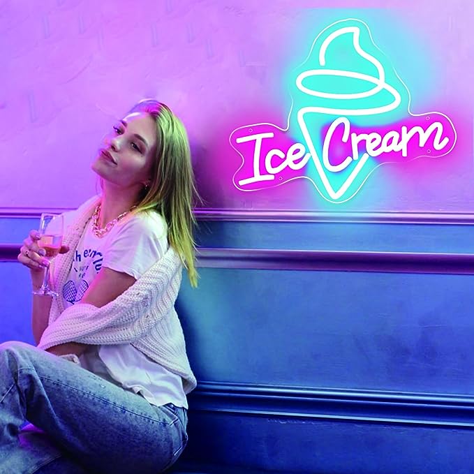 Stylish Ice Cream Neon Sign to Promote Business Store Cafe Drink Shop Office Bedroom Restaurant Door - NeonTitle