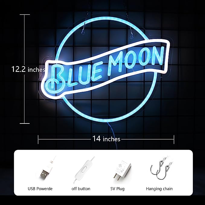 Premium Blue Moon Neon Signs for Business - Boost Your Brand's Visibility Today - NeonTitle