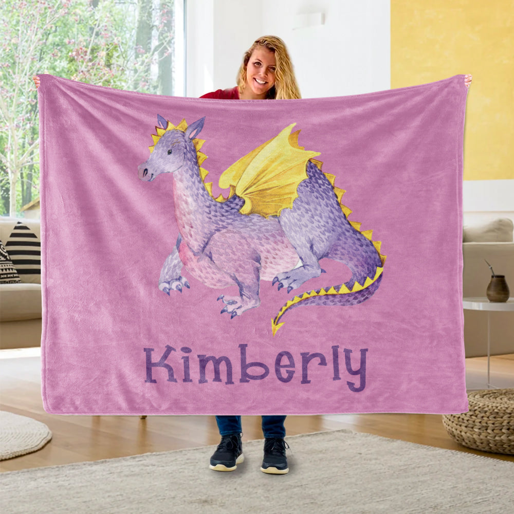 Custom Name Fleece Blanket Dinosaur IV12