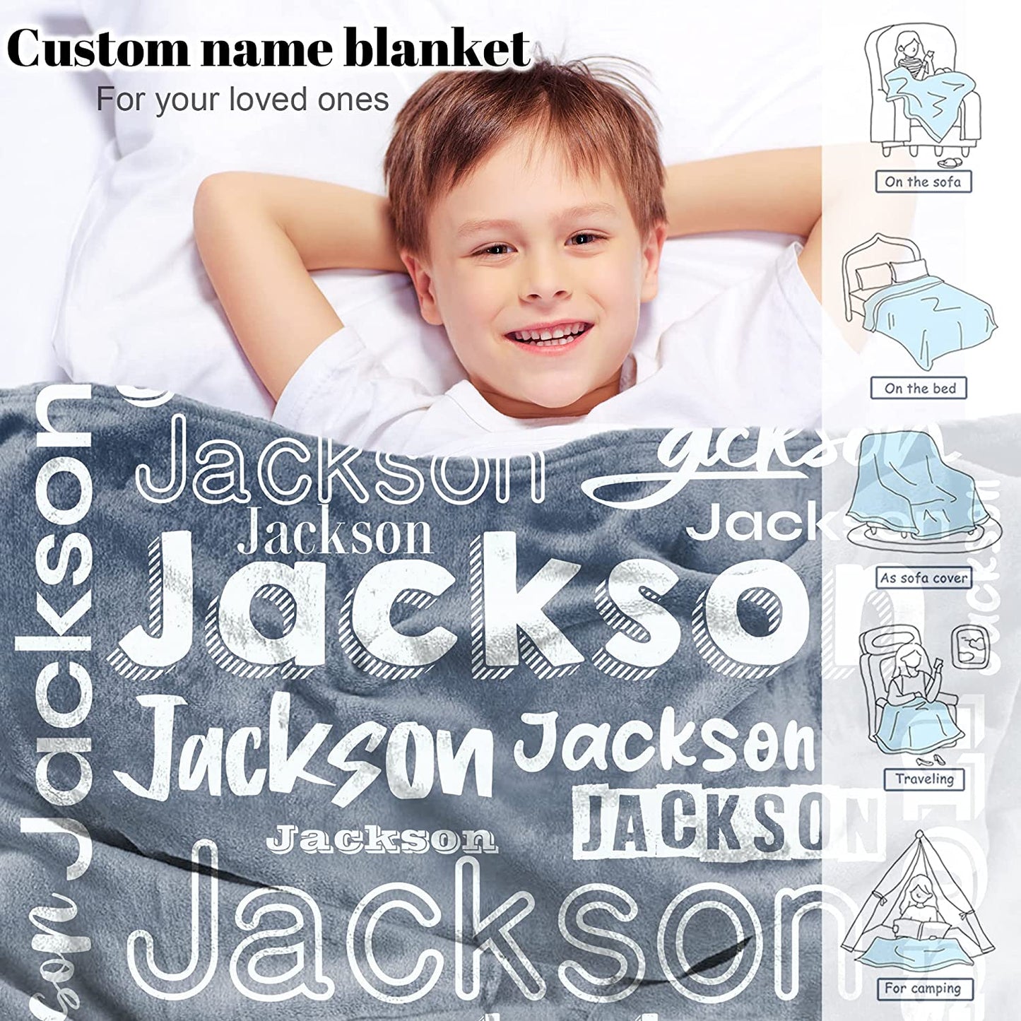 Personalized Name Fade Out Word Art Multi Colors Fleece Blanket