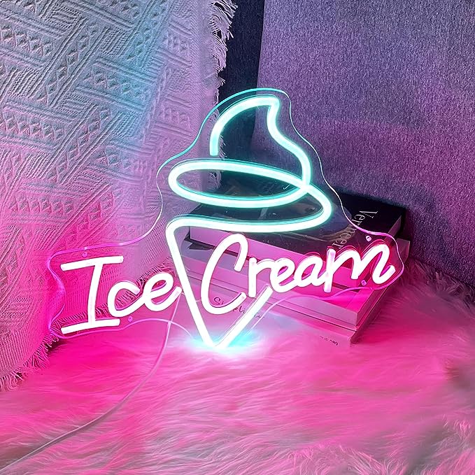 Stylish Ice Cream Neon Sign to Promote Business Store Cafe Drink Shop Office Bedroom Restaurant Door - NeonTitle