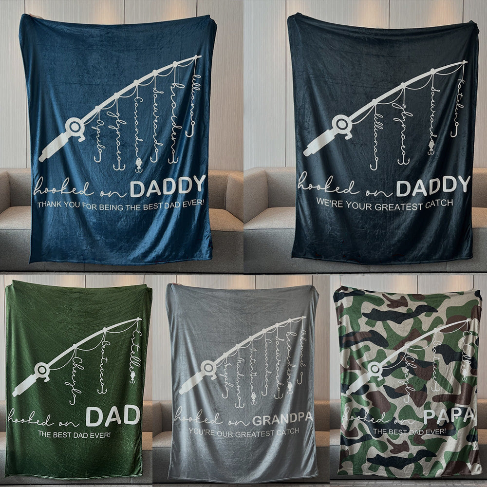 Personalized Fathers Day Blanket Hooked On