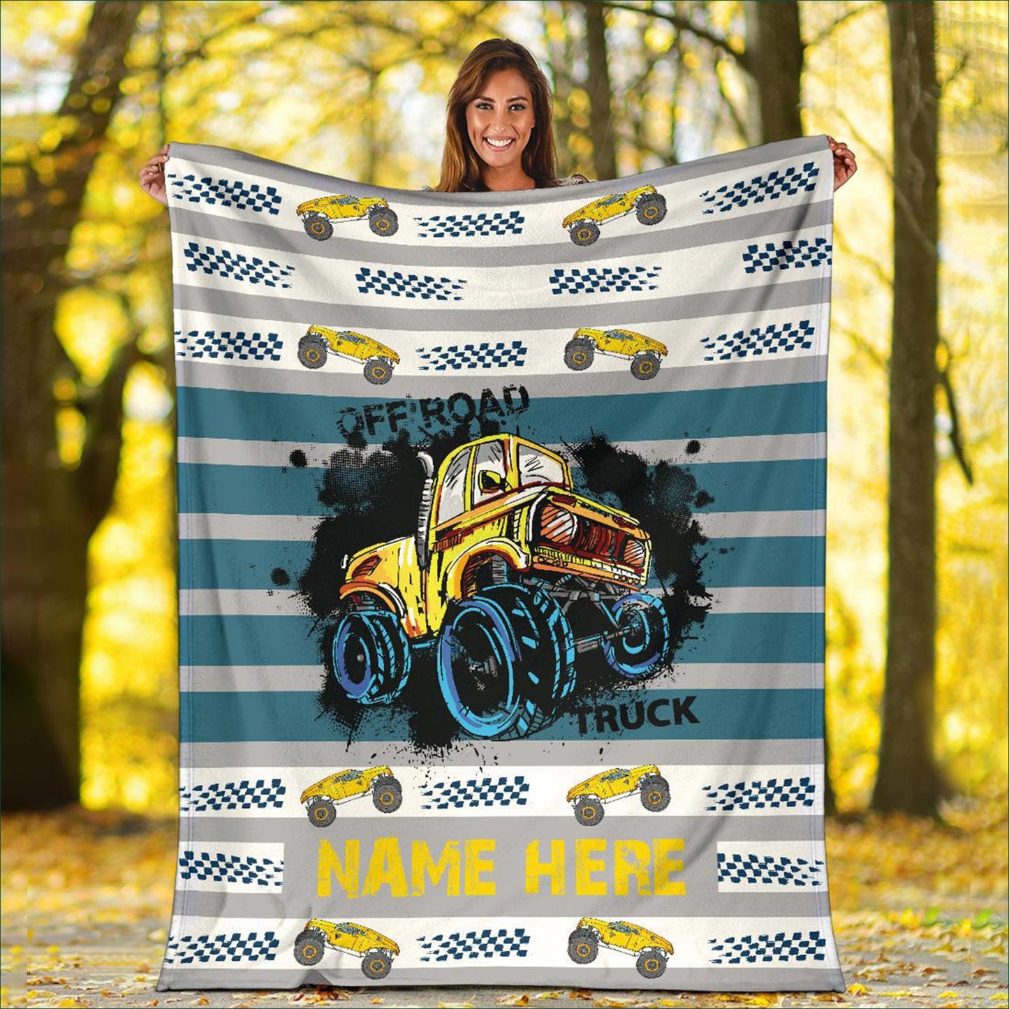 Custom Name Fleece Cartoon Blanket II07 - Truck