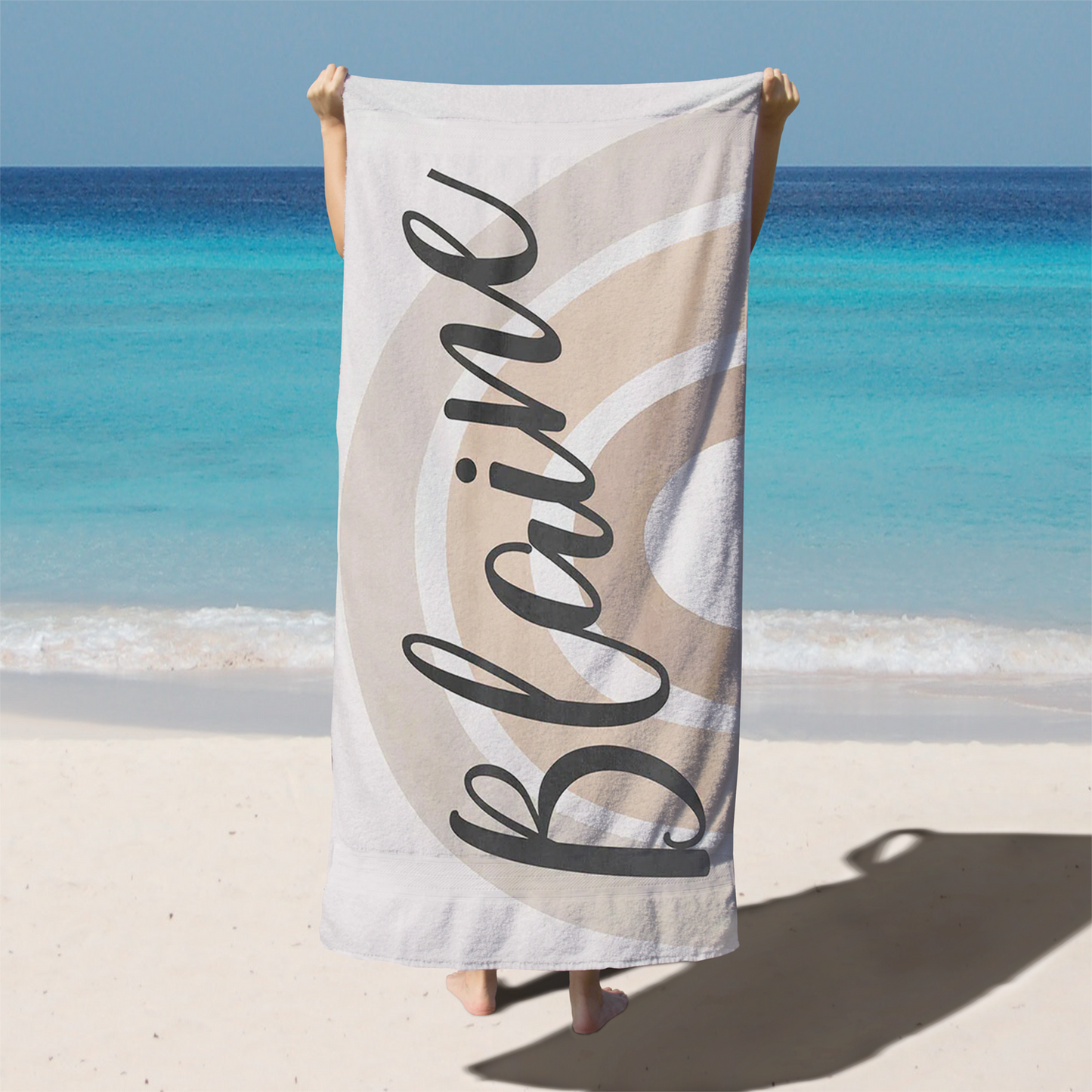 Rainbow Neutral Personalized Kids Beach Towel