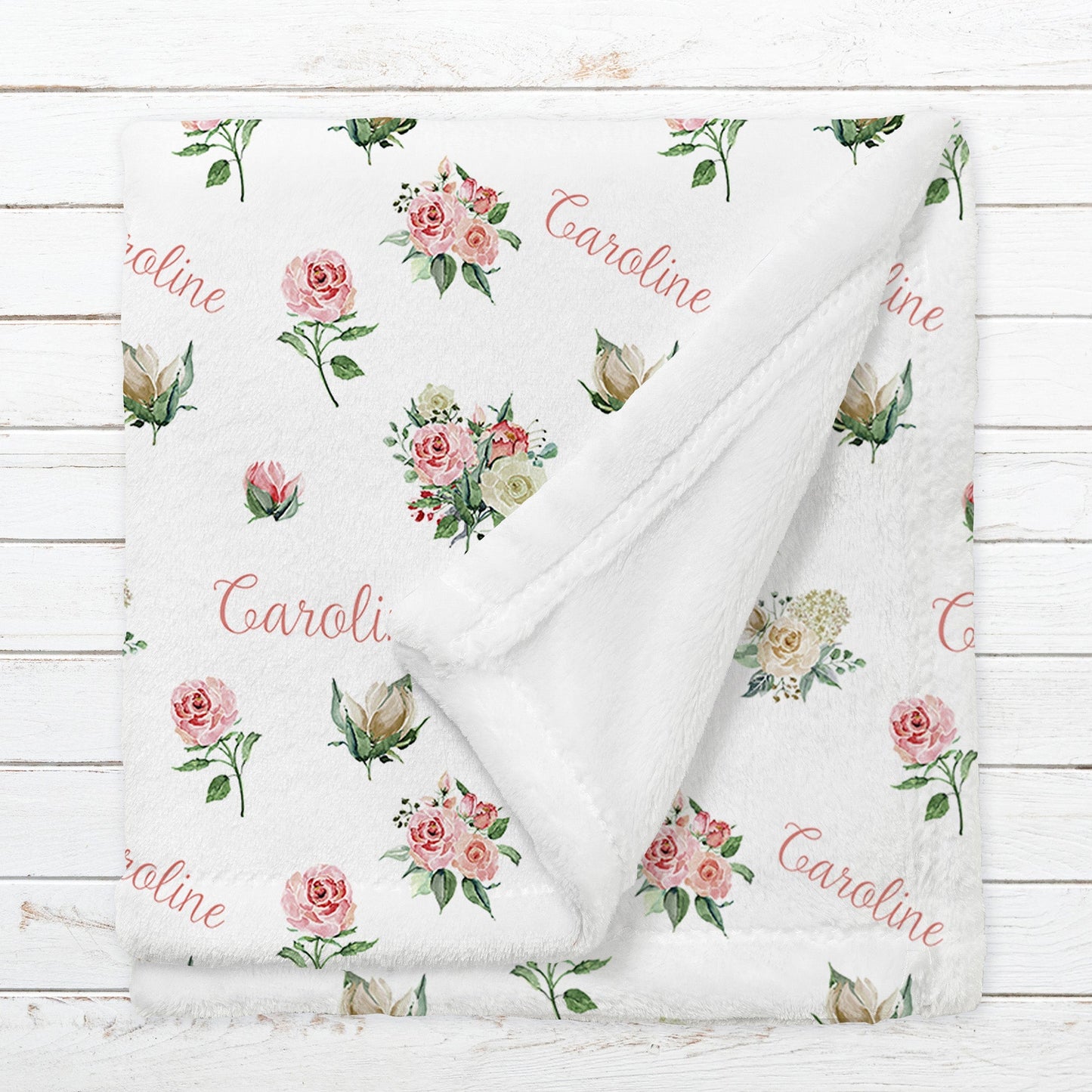 Personalized Name Fleece Roses Blanket for Babies, Toddlers and Kids Blanket II08