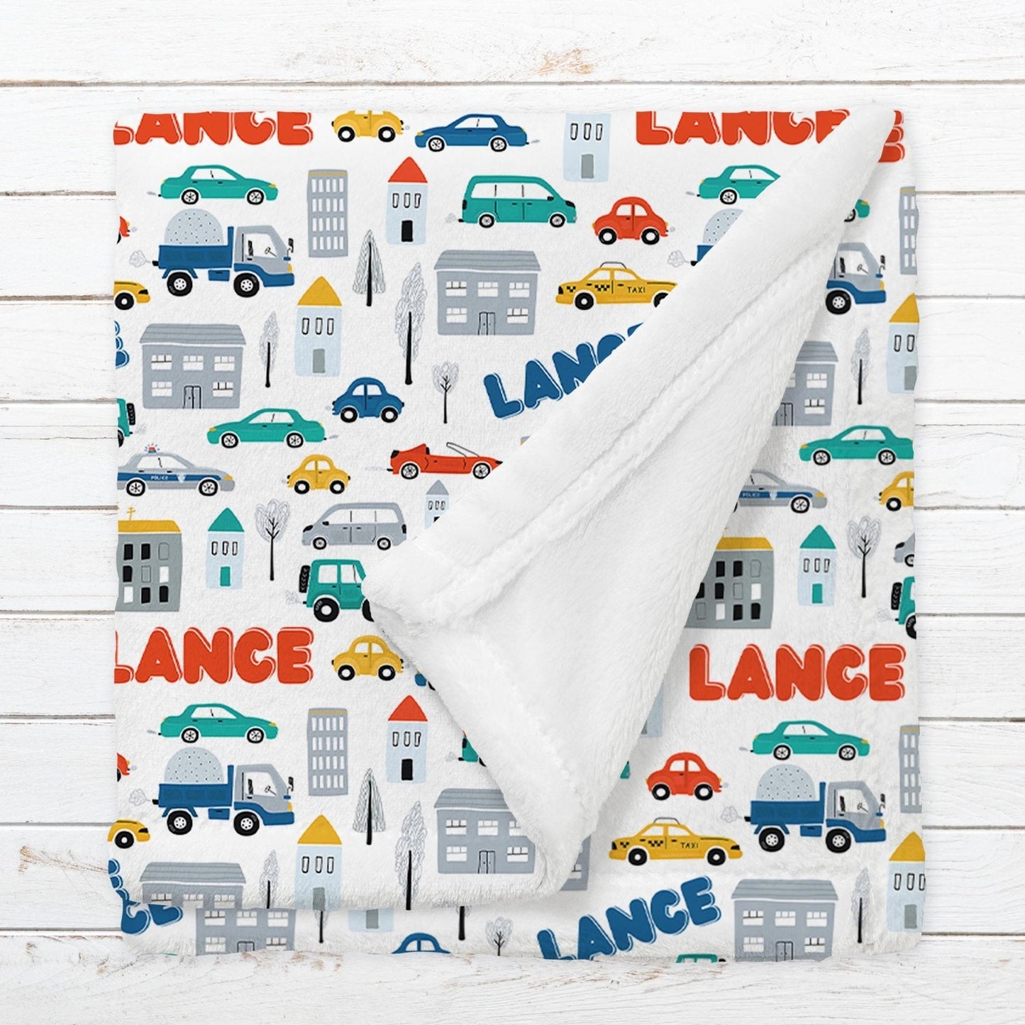 Custom Name Fleece Cars Blanket for Babies, Toddlers and Kids Blanket II03