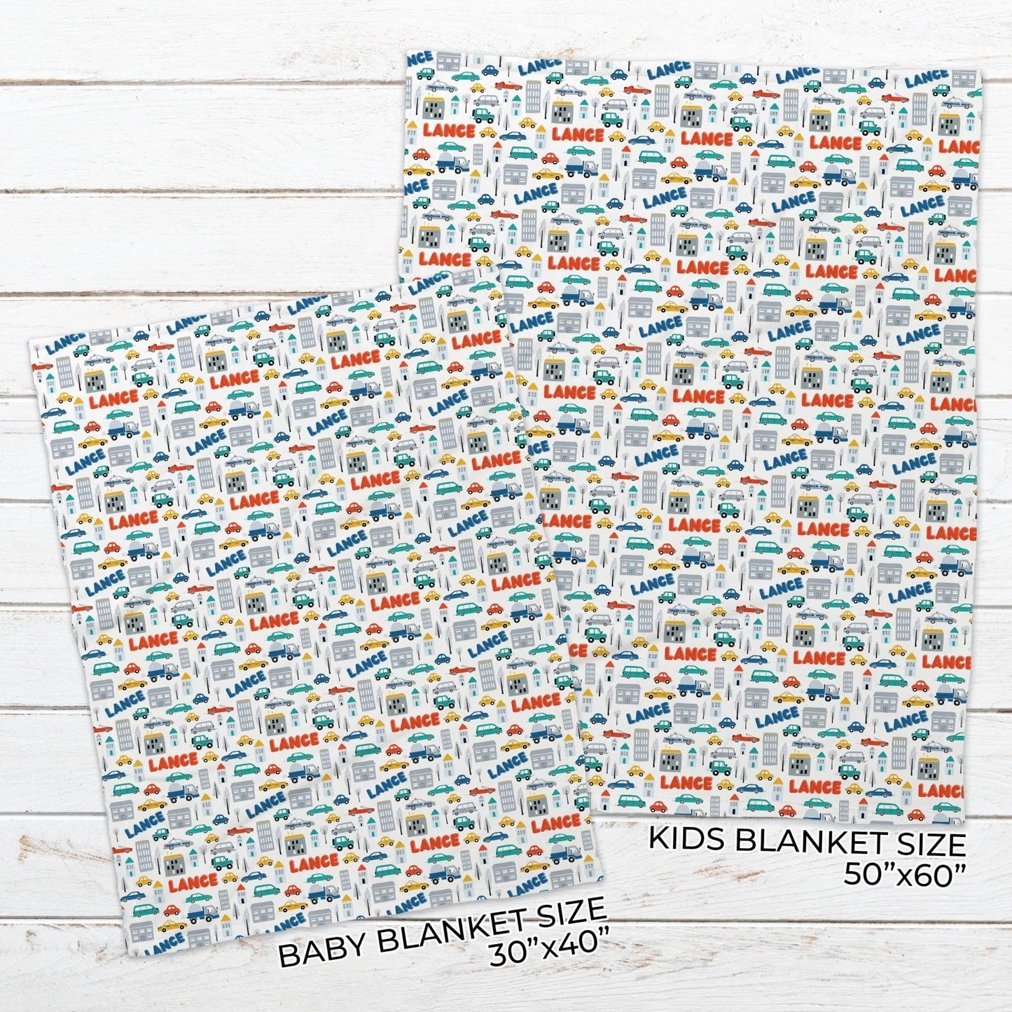 Custom Name Fleece Cars Blanket for Babies, Toddlers and Kids Blanket II03