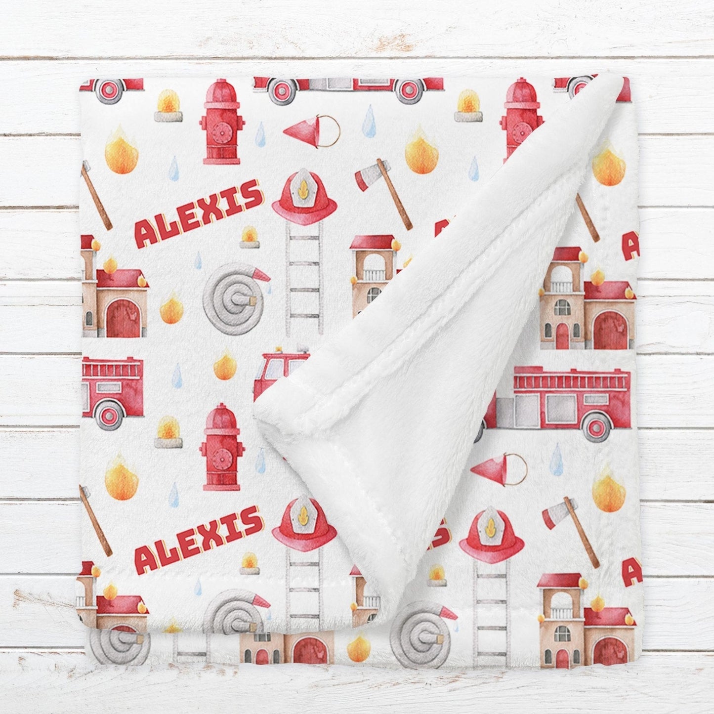 Personalized Name Fleece Firefighter Blanket for Babies, Toddlers and Kids Blanket II04