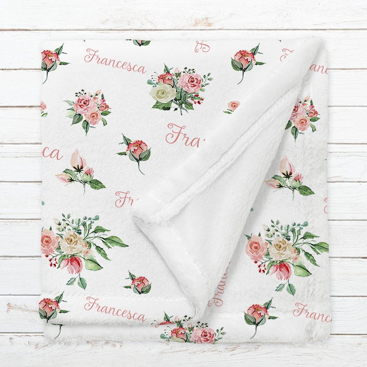 Personalized Name Fleece Peonies Blanket for Babies, Toddlers and Kids Blanket II05