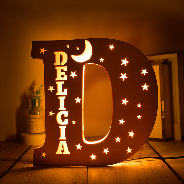 Personalized Wooden Letter with Name LED Night Light