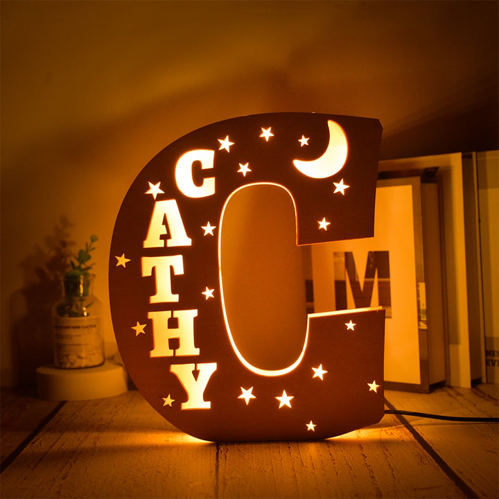 Personalized Wooden Letter with Name LED Night Light