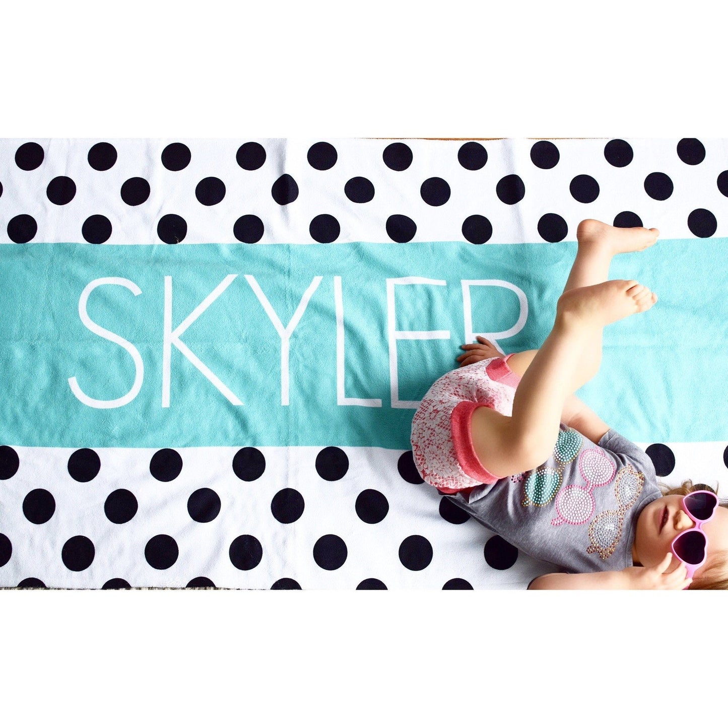 Personalized Beach Towel Polka Dot
