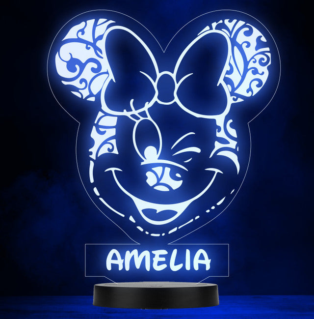 Personalised Cartoon Colour Change Light LED Bedroom Night Light Boys Girls Wink Eyes