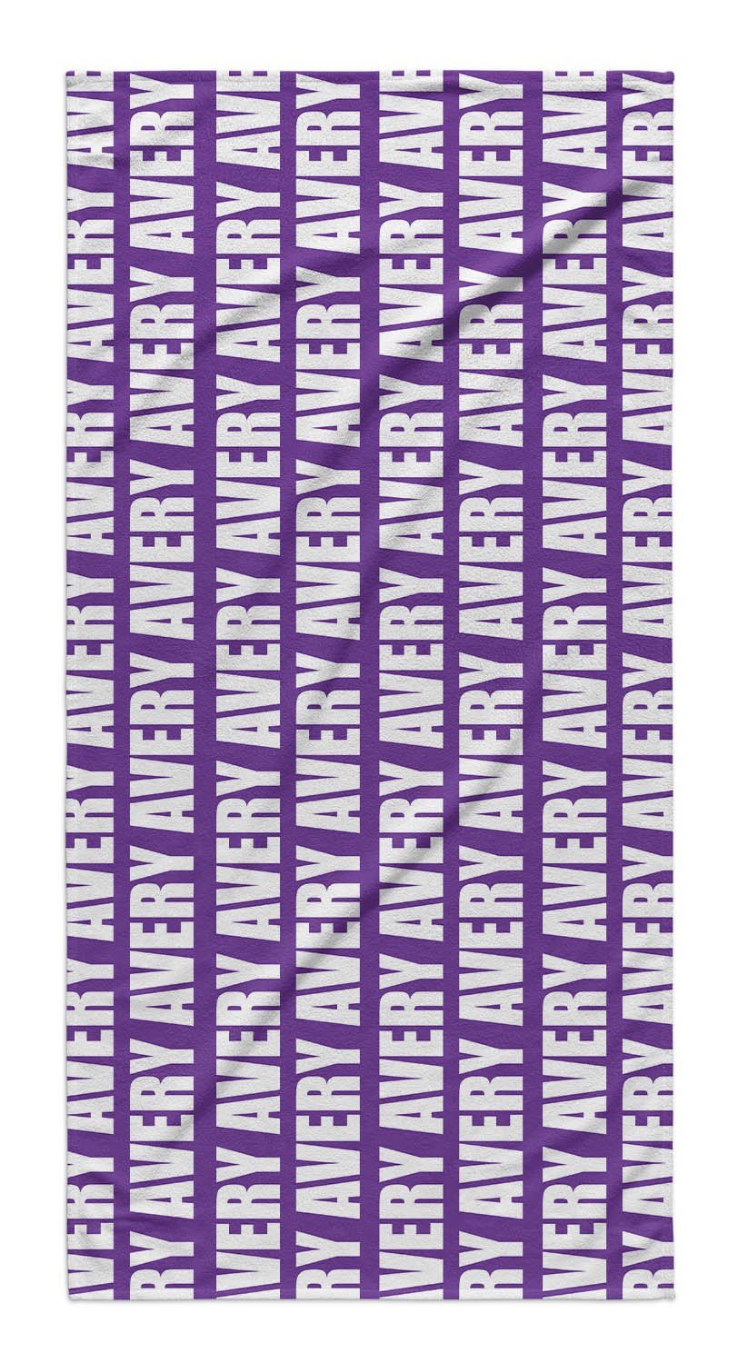 Personalized Beach Towel Name Repeat