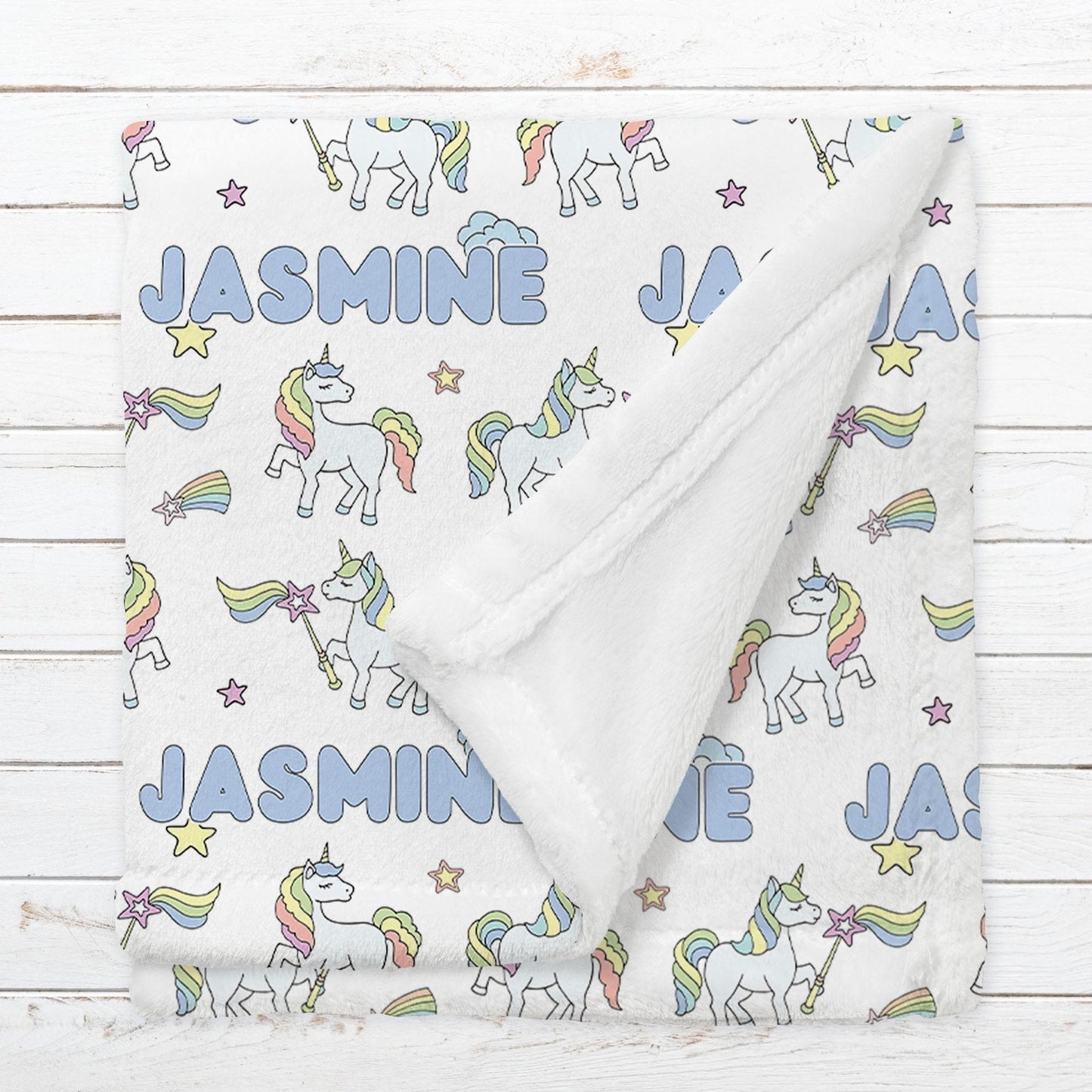Custom Name Fleece Unicorn Rainbow Blanket for Babies, Toddlers and Kids Blanket II02