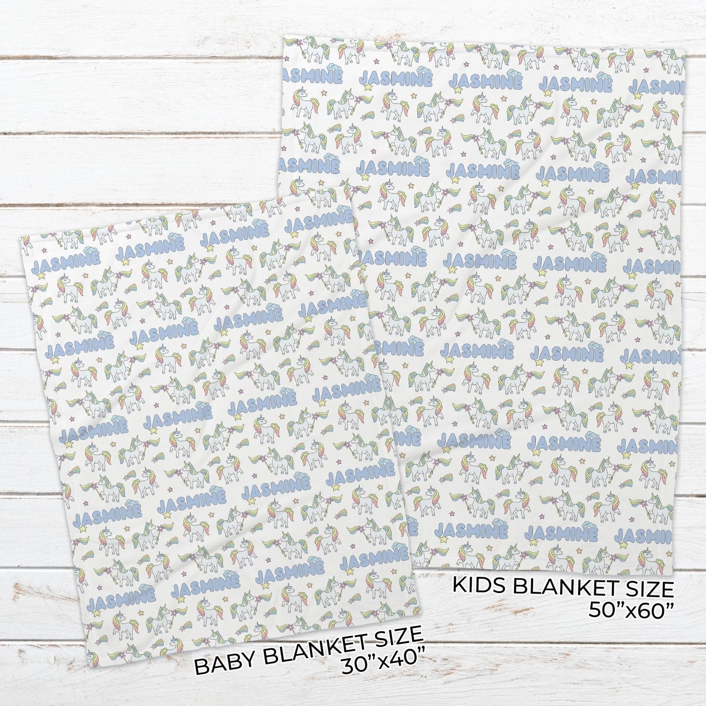 Custom Name Fleece Unicorn Rainbow Blanket for Babies, Toddlers and Kids Blanket II02